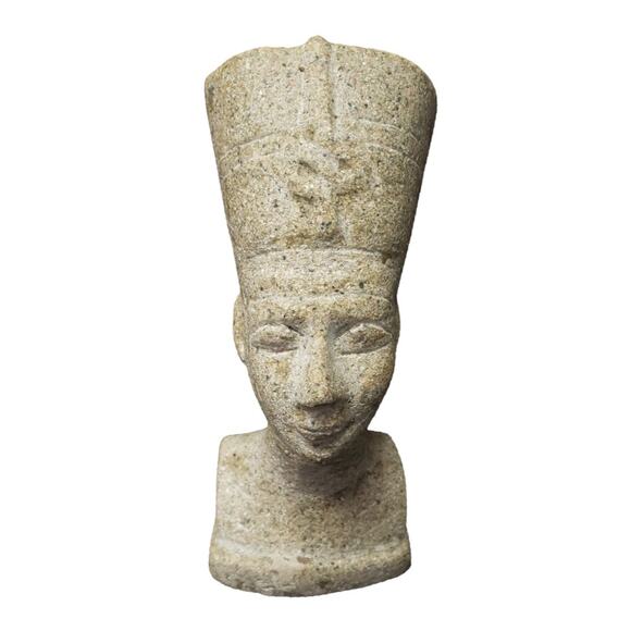 Ancient Egyptian Queen Nefertiti Bust Statue Heavy Granite Stone - Picture 1 of 13